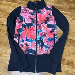 Lululemon floral Asana full zip Jacket Secret Garden Rose Flowers Pink Size 4